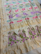 Dyeable Pure moonga Silk Ramayan Weaved Banarasi Exclusive Dupatta
