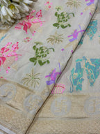 Dyeable Pure moonga Silk Ramayan Weaved Banarasi Exclusive Dupatta