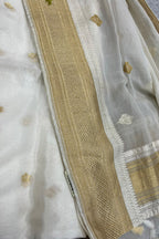 Dyeable Banarasi Kora Silk Booti Design Suit With White Handloom Banarasi Pure Kora Silk Dupatta IS4B126092401