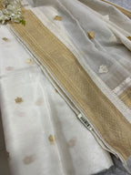 Dyeable Banarasi Kora Silk Booti Design Suit With White Handloom Banarasi Pure Kora Silk Dupatta IS4B126092401