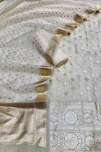 Dyeable Banarasi Chanderi Silk Three Piece Unstitched Suit Set