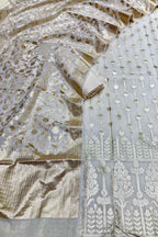 Dyeable Banarasi Chanderi Silk Three Piece Unstitched Suit Set