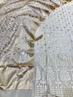 Dyeable Banarasi Chanderi Silk Three Piece Unstitched Suit Set