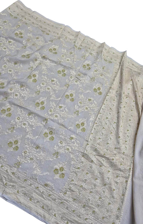 Dyeable Banarasi Handloom Pure Moonga Silk Dupatta Meenkari