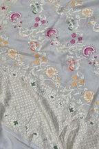 Dyeable Banarasi Handloom Pure Moonga Silk Dupatta Meenkari
