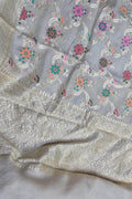 Dyeable Banarasi Handloom Pure Moonga Silk Dupatta Meenkari