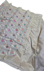 Dyeable Banarasi Handloom Pure Moonga Silk Dupatta Meenkari