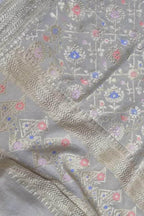 Dyeable Banarasi Handloom Pure Moonga Silk Dupatta Meenkari