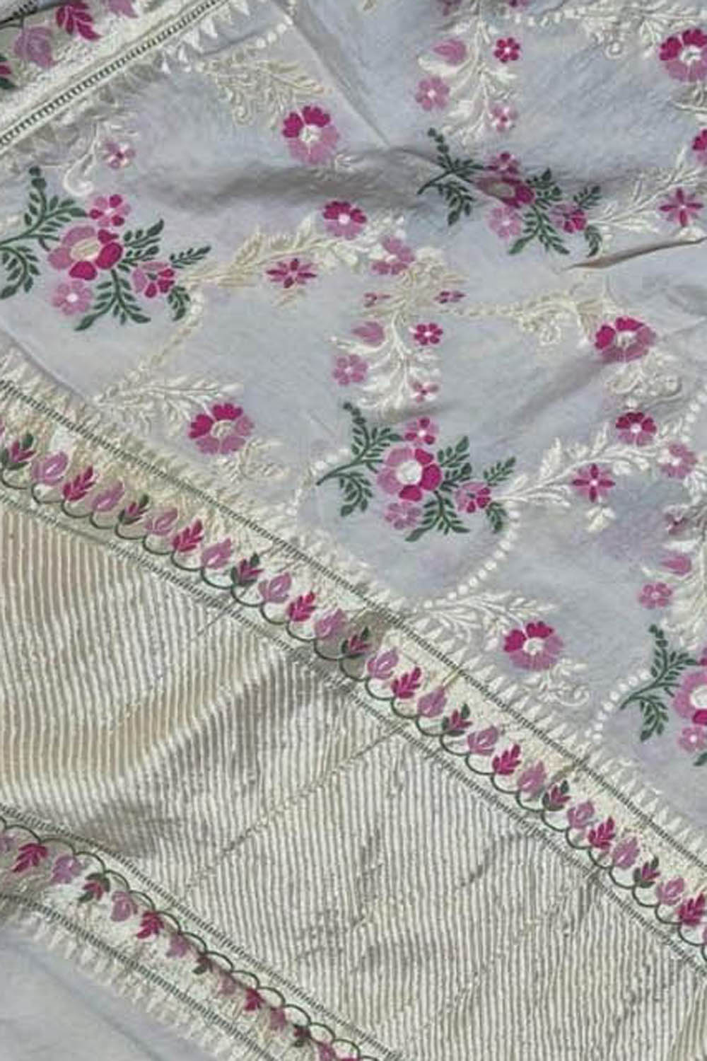 Dyeable Banarasi Handloom Pure Moonga Silk Dupatta Meenkari