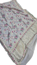 Dyeable Banarasi Handloom Pure Moonga Silk Dupatta Meenkari