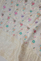 Dyeable Banarasi Handloom Pure Moonga Silk Dupatta Meenkari
