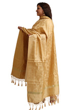 Golden Banarasi Silk Dupatta - with a beautifully handcrafted matching tassel - Luxurion World