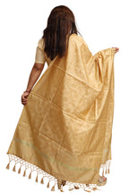 Golden Banarasi Silk Dupatta - with a beautifully handcrafted matching tassel - Luxurion World