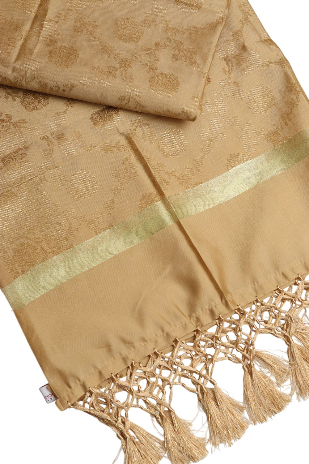 Golden Banarasi Silk Dupatta - with a beautifully handcrafted matching tassel - Luxurion World