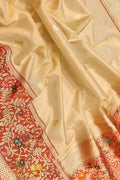 Golden Banarasi Kora Tissue Silk Saree — Meenakari Skirt Border, Bridal Splendour