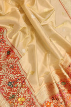Golden Banarasi Kora Tissue Silk Saree — Meenakari Skirt Border, Bridal Splendour