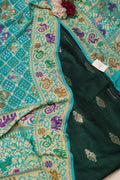 Green Banarasi Raw Silk Suit with Banarasi Bandhani Georgette Dupatta - Luxurion World