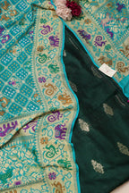 Green Banarasi Raw Silk Suit with Banarasi Bandhani Georgette Dupatta - Luxurion World