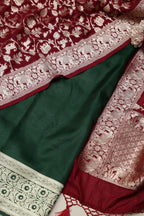 Green Banarasi Satin Silk Suit with Banarasi Silk Shikargha Dupatta - Luxurion World
