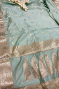 Green Banarasi Soft Silk Saree IS1B1ZA526090802