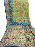 Green And Blue Banarasi Bandhani Pure Georgette Tilfi Zari Saree