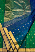 Green And Blue Chanderi Handloom Pure Katan Silk Saree