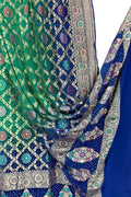 Green And Blue Pure Georgette Bandhani Neem Zari Dupatta