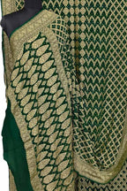 Green Banarasi Bandhani Georgette Neemzari Jangla Saree