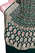 Green Banarasi Bandhani Pure Georgette Saree Neemzari