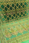 Green Banarasi Bandhani Pure Georgette Tilfi Zari Saree