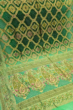 Green Banarasi Bandhani Pure Georgette Tilfi Zari Saree