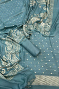 Green Banarasi Chiniya Silk Unstitched Suit Set