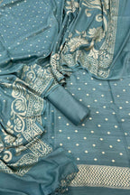 Green Banarasi Chiniya Silk Unstitched Suit Set