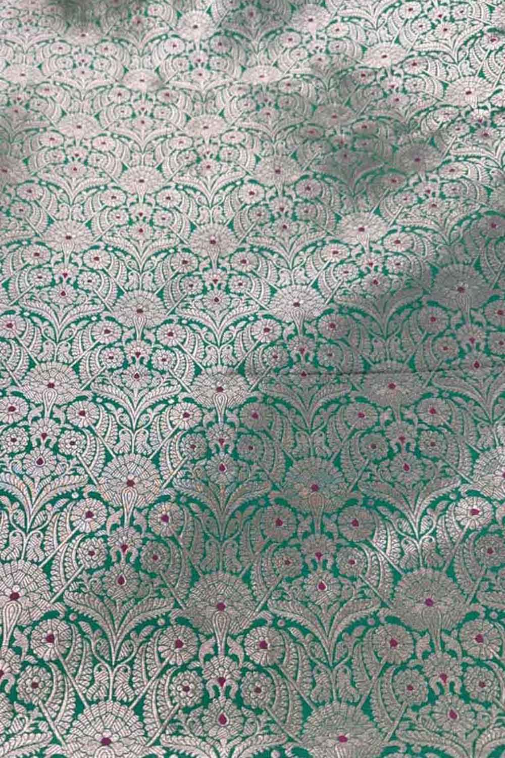 Green Banarasi Handloom Katan Silk Fabric