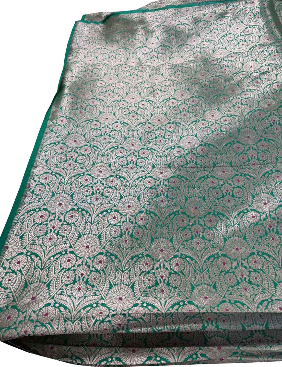 Green Banarasi Handloom Katan Silk Fabric