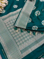 Green Banarasi Mashru Silk Saree — Meenakari Zari Florals, Wedding