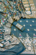 Green Banarasi Meenakari Katan Silk Suit — Jaal Zari Weave, Festive