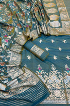 Green Banarasi Meenakari Katan Silk Suit — Jaal Zari Weave, Festive