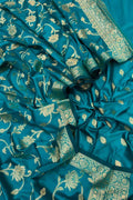 Green Banarasi Silk Three Piece Unstitched Suit Set