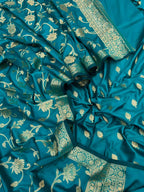 Green Banarasi Silk Three Piece Unstitched Suit Set