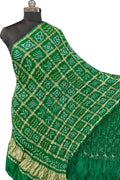 Green Bandhani Gajji Silk Checks Design Dupatta