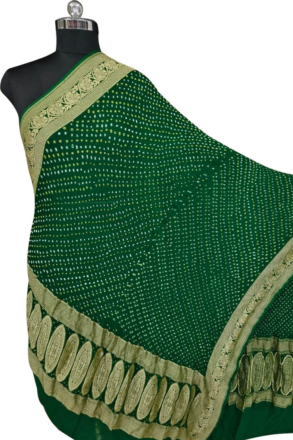 Green Bandhani Pure Georgette Dupatta