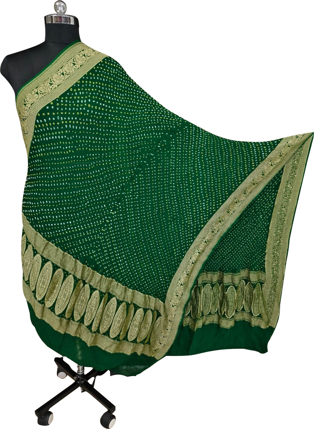 Green Bandhani Pure Georgette Dupatta