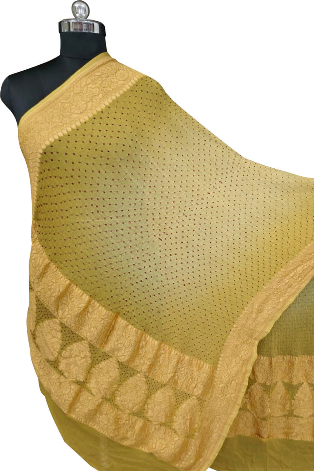 Green Bandhani Pure Georgette Dupatta