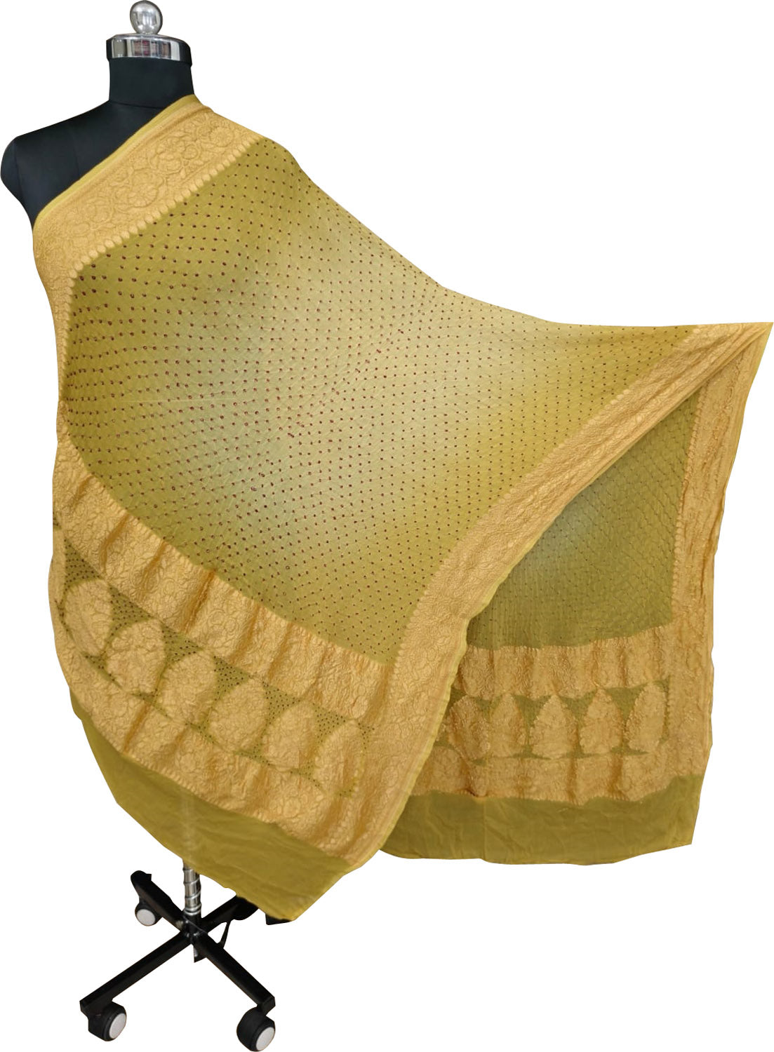 Green Bandhani Pure Georgette Dupatta