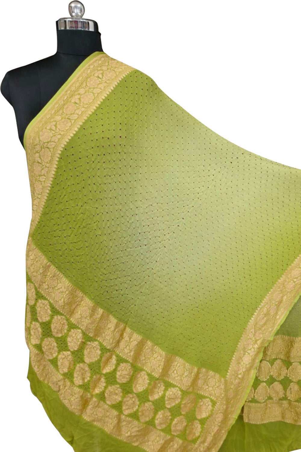 Green Bandhani Georgette Dupatta
