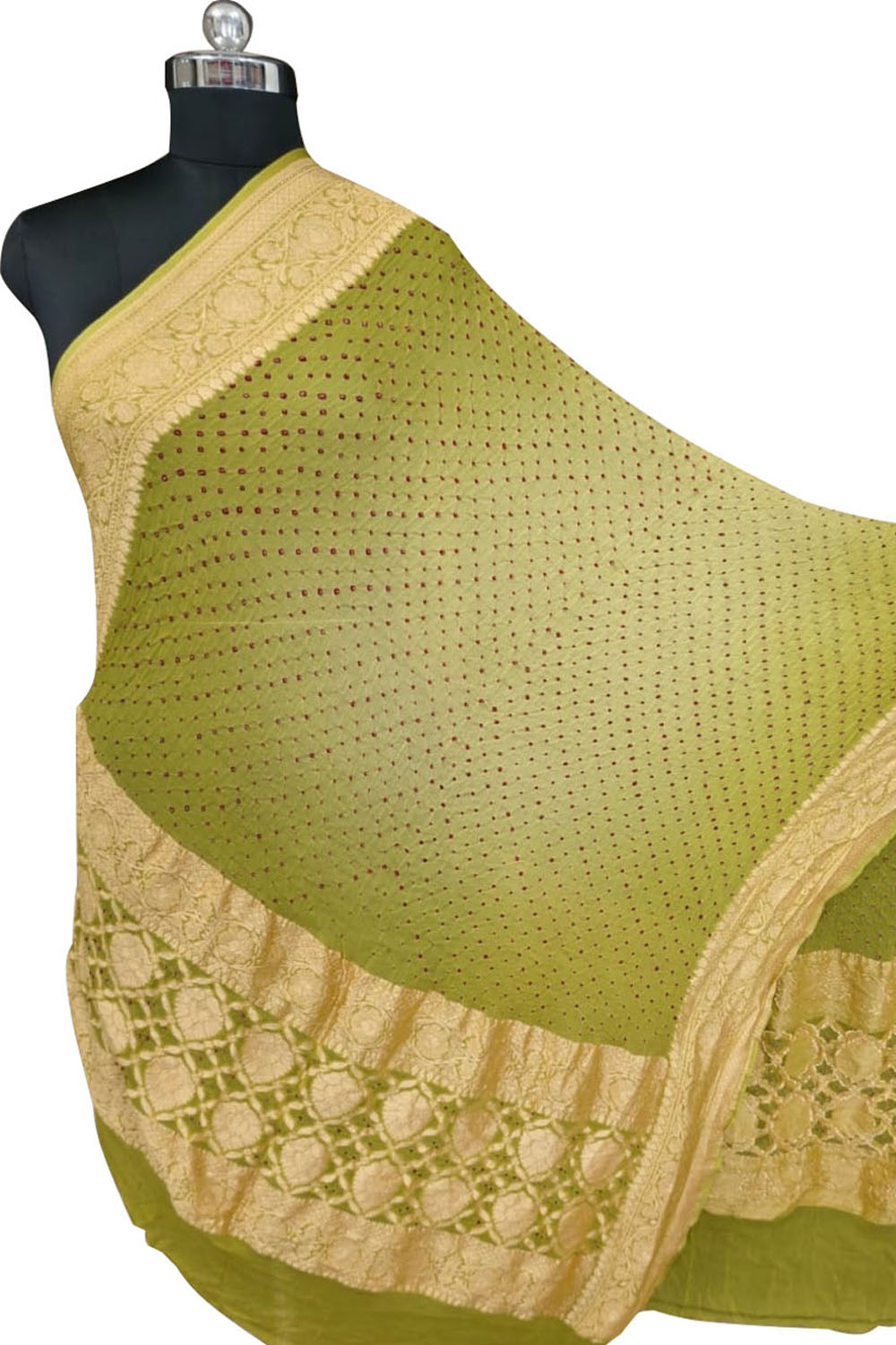 Green Bandhani Georgette Dupatta