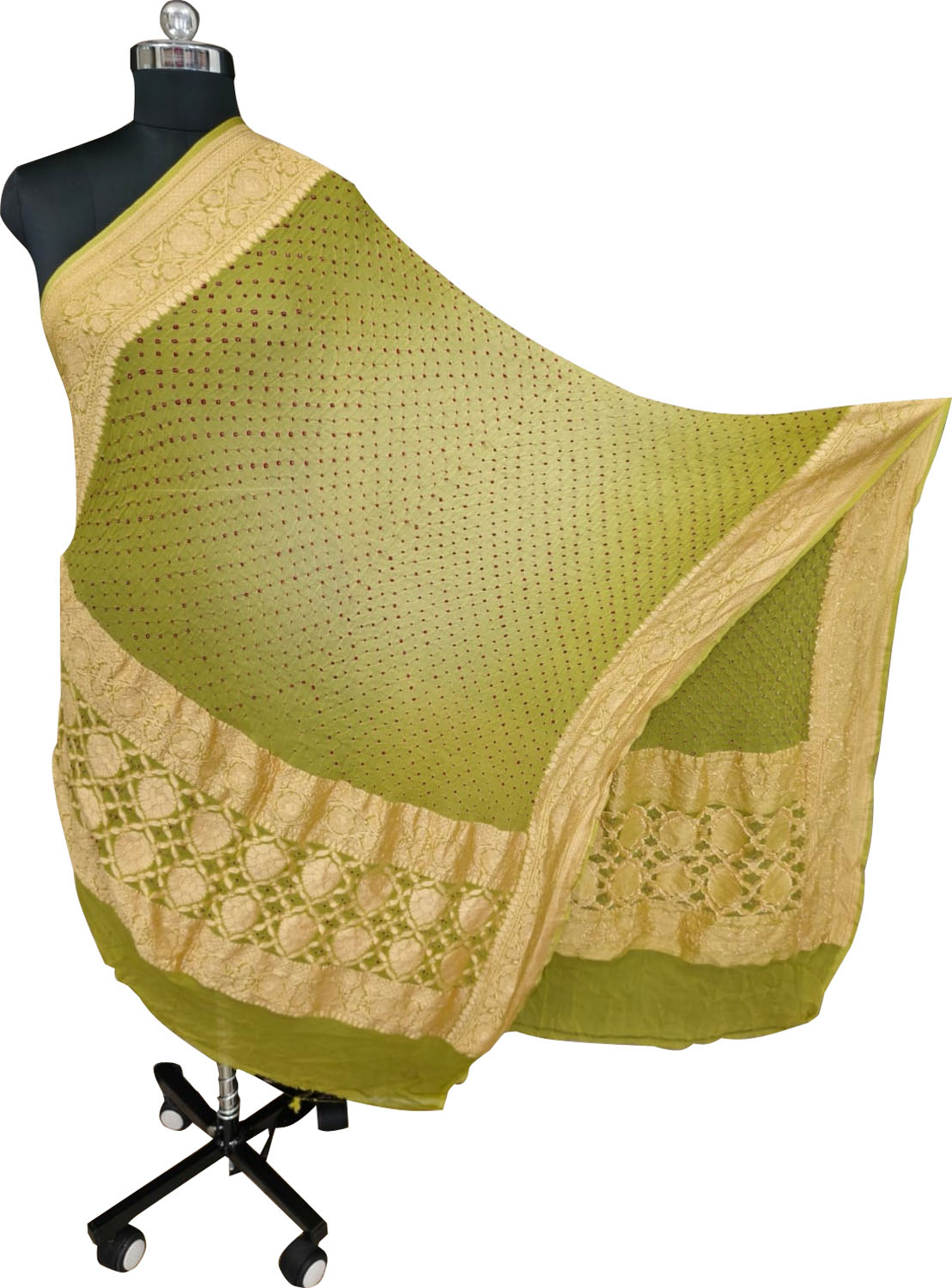 Green Bandhani Georgette Dupatta