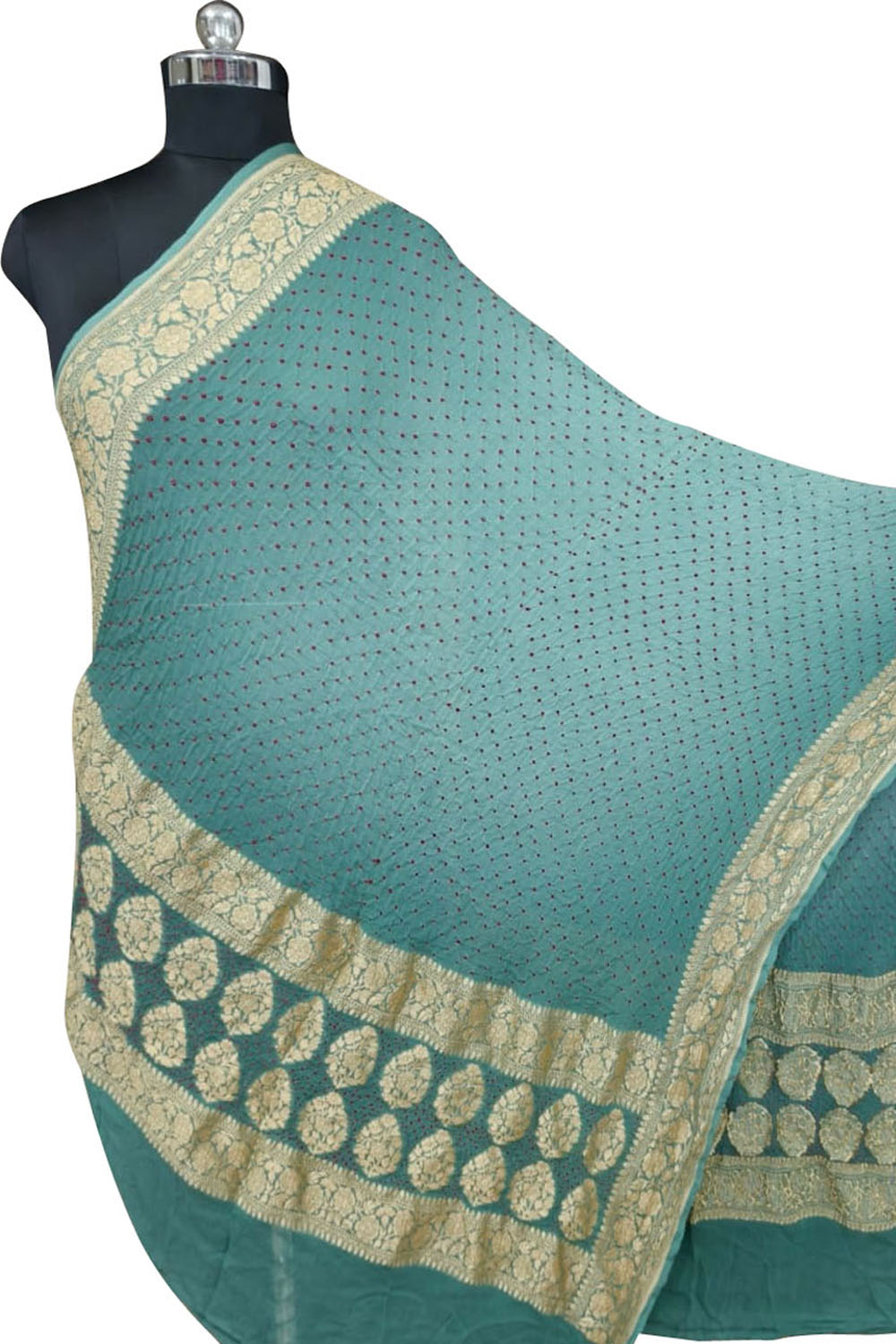 Green Bandhani Georgette Dupatta