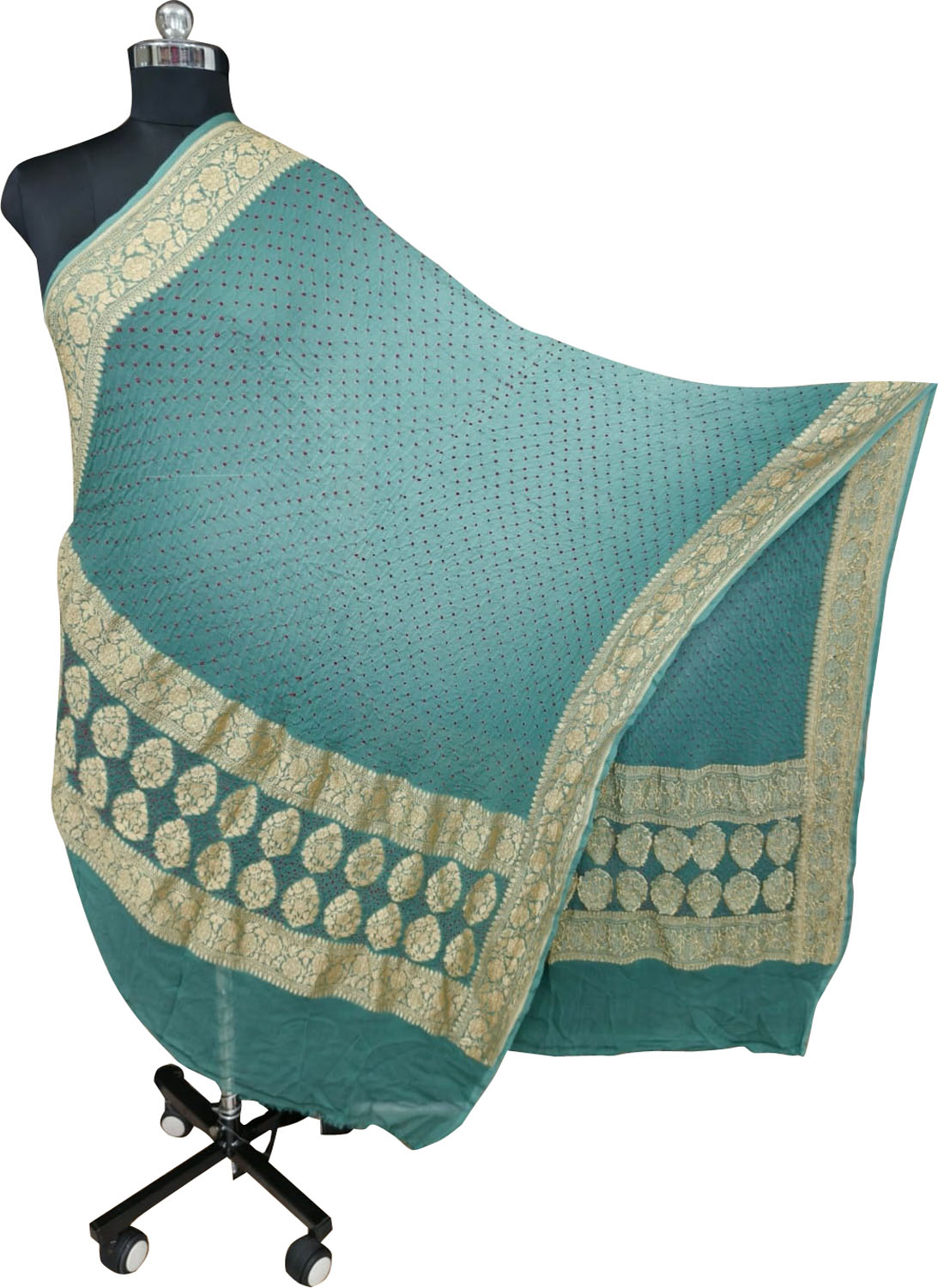 Green Bandhani Georgette Dupatta